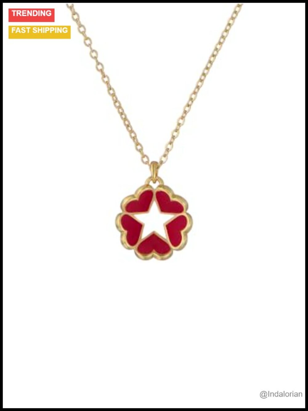 Ted Baker Hallie Enamel Heart Star Pendant Necklace Gold Tone Plated Brass